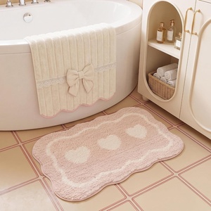 image:imageGRANNY SAYS Checkered Pink Bathroom Rugs Decor 24 x 16 Fluffy Rug Absorbent Microfiber Ultra Soft Bath Mat Washable NonSlip Bath Mats for Bathroom Cute Floor Mat for Tub Shower BedroomPink Heart