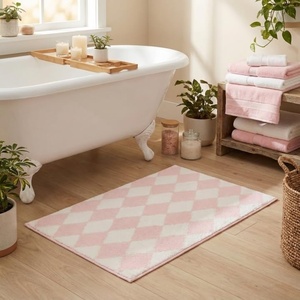 image:imageGRANNY SAYS Checkered Pink Bathroom Rugs Decor 24 x 16 Fluffy Rug Absorbent Microfiber Ultra Soft Bath Mat Washable NonSlip Bath Mats for Bathroom Cute Floor Mat for Tub Shower BedroomPinkrhombus