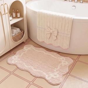 image:imageGRANNY SAYS Checkered Pink Bathroom Rugs Decor 24 x 16 Fluffy Rug Absorbent Microfiber Ultra Soft Bath Mat Washable NonSlip Bath Mats for Bathroom Cute Floor Mat for Tub Shower BedroomBow