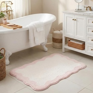 image:imageGRANNY SAYS Checkered Pink Bathroom Rugs Decor 24 x 16 Fluffy Rug Absorbent Microfiber Ultra Soft Bath Mat Washable NonSlip Bath Mats for Bathroom Cute Floor Mat for Tub Shower BedroomPinkwave