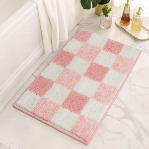 image:imageGRANNY SAYS Checkered Pink Bathroom Rugs Decor 24 x 16 Fluffy Rug Absorbent Microfiber Ultra Soft Bath Mat Washable NonSlip Bath Mats for Bathroom Cute Floor Mat for Tub Shower BedroomPink
