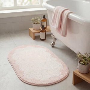 image:imageGRANNY SAYS Checkered Pink Bathroom Rugs Decor 24 x 16 Fluffy Rug Absorbent Microfiber Ultra Soft Bath Mat Washable NonSlip Bath Mats for Bathroom Cute Floor Mat for Tub Shower BedroomPinkoval