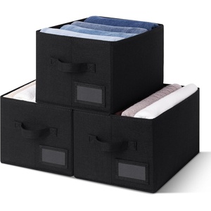 image:imageGRANNY SAYS Closet Storage Bins Storage Baskets for Closet Fabric Bins for Clothes Closet Organizer Bins Gray Medium 3PackBlack