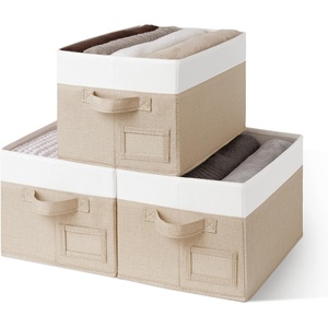image:imageGRANNY SAYS Closet Storage Bins Storage Baskets for Closet Fabric Bins for Clothes Closet Organizer Bins Gray Medium 3PackWhiteKahki