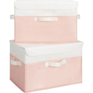 image:imageGRANNY SAYS Closet Storage Bins Storage Boxes with Lids Clothes Organizing Bins Lidded Baskets for Toys Clothing Gray Extra Large 2PackWhitePink