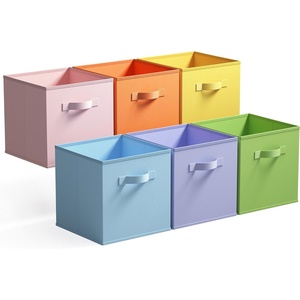 image:imageGRANNY SAYS Cube Storage Bins 11 Inch 6 Pack Storage Cube Organizer Foldable Fabric Storage Boxes with Handle Decorative Clothing Storage Baskets for Shelves Closet PinkPastel