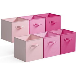 image:imageGRANNY SAYS Cube Storage Bins 11 Inch 6 Pack Storage Cube Organizer Foldable Fabric Storage Boxes with Handle Decorative Clothing Storage Baskets for Shelves Closet PinkPink Gradient