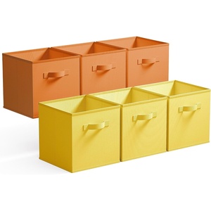 image:imageGRANNY SAYS Cube Storage Bins 11 Inch 6 Pack Storage Cube Organizer Foldable Fabric Storage Boxes with Handle Decorative Clothing Storage Baskets for Shelves Closet Pink3 Yellow  3 Orange