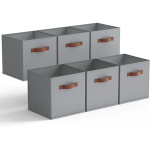 image:imageGRANNY SAYS Cube Storage Bins 11 Inch 6 Pack Storage Cube Organizer Foldable Fabric Storage Boxes with Handle Decorative Clothing Storage Baskets for Shelves Closet PinkGrey