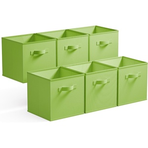 image:imageGRANNY SAYS Cube Storage Bins 11 Inch 6 Pack Storage Cube Organizer Foldable Fabric Storage Boxes with Handle Decorative Clothing Storage Baskets for Shelves Closet PinkLight Green
