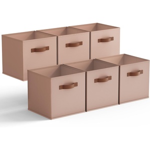 image:imageGRANNY SAYS Cube Storage Bins 11 Inch 6 Pack Storage Cube Organizer Foldable Fabric Storage Boxes with Handle Decorative Clothing Storage Baskets for Shelves Closet PinkDusty Pink