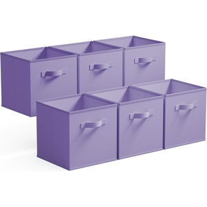 image:imageGRANNY SAYS Cube Storage Bins 11 Inch 6 Pack Storage Cube Organizer Foldable Fabric Storage Boxes with Handle Decorative Clothing Storage Baskets for Shelves Closet PinkLavender Purple