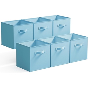image:imageGRANNY SAYS Cube Storage Bins 11 Inch 6 Pack Storage Cube Organizer Foldable Fabric Storage Boxes with Handle Decorative Clothing Storage Baskets for Shelves Closet PinkBlue