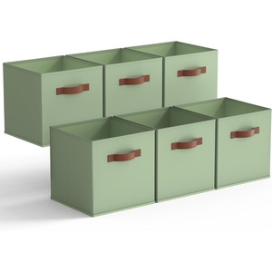 image:imageGRANNY SAYS Cube Storage Bins 11 Inch 6 Pack Storage Cube Organizer Foldable Fabric Storage Boxes with Handle Decorative Clothing Storage Baskets for Shelves Closet PinkGreen