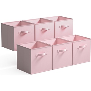 image:imageGRANNY SAYS Cube Storage Bins 11 Inch 6 Pack Storage Cube Organizer Foldable Fabric Storage Boxes with Handle Decorative Clothing Storage Baskets for Shelves Closet PinkPink