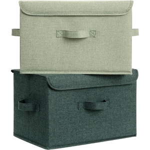 image:imageGRANNY SAYS Fabric Storage Boxes Memory Keepsake Box Large Storage Bins with Lids Closet Organizers Toy Box Storage Baskets for Shelves WhiteGray 2PackSage GreenDark Green