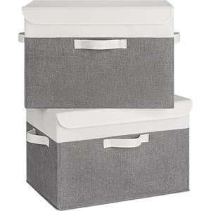 image:imageGRANNY SAYS Fabric Storage Boxes Memory Keepsake Box Large Storage Bins with Lids Closet Organizers Toy Box Storage Baskets for Shelves WhiteGray 2PackWhiteGray