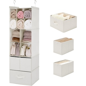 image:imageGRANNY SAYS Hanging Closet Organizer 6 Shelves Closet Organizers and Storage with 5 Drawers 6 Side Pockets Closet Hanging Organizer Hanging Storage Organizer for Closet Baby Clothes Gray6 Tier10 Cubiclesbeige