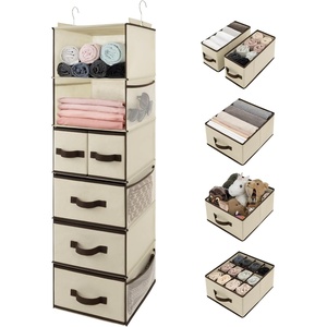 image:imageGRANNY SAYS Hanging Closet Organizer with Drawers 6 Shelf Dividers Closet Hanging Organizer Portable Foldable Hanging Shelves for Closet Dorm Room Bedroom Kids Room Beige6 Tier5 Drawersbeige