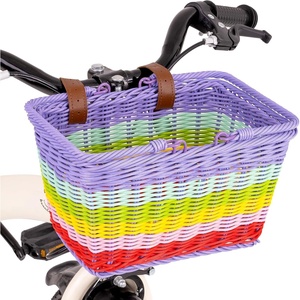 image:imageGRANNY SAYS Kids Bike Basket Front Bicycle Bike Baskets for Kids Small Wicker Bike Basket for Boys and Girls Small Wicker Basket for Bike 1PackRainbow