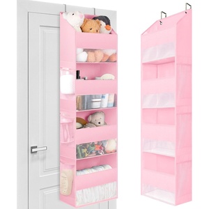 image:imageGRANNY SAYS Over the Door Organizer 4Shelf Behind the Door Storage with 6 Pockets Waterproof 300D Oxford Fabric Hanging Organizer Anti Tilt 35lb Load Hanging Shelf for Nursery Bathroom Grey1 Pack  4 Shelf  Pink