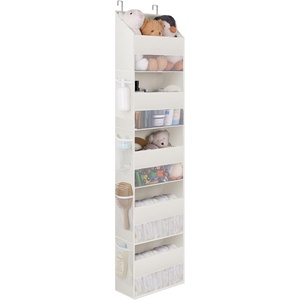image:imageGRANNY SAYS Over the Door Organizer 4Shelf Behind the Door Storage with 6 Pockets Waterproof 300D Oxford Fabric Hanging Organizer Anti Tilt 35lb Load Hanging Shelf for Nursery Bathroom Grey1 Pack  5 Shelf  Beige