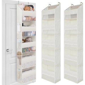 image:imageGRANNY SAYS Over the Door Organizer 4Shelf Behind the Door Storage with 6 Pockets Waterproof 300D Oxford Fabric Hanging Organizer Anti Tilt 35lb Load Hanging Shelf for Nursery Bathroom Grey2 Pack  5 Shelf  Beige