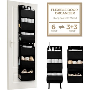 image:imageGRANNY SAYS Over the Door Organizer 4Shelf Behind the Door Storage with 6 Pockets Waterproof 300D Oxford Fabric Hanging Organizer Anti Tilt 35lb Load Hanging Shelf for Nursery Bathroom Grey1 Pack  6 Shelf  Black