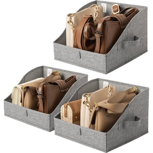 image:imageGRANNY SAYS Purse Organizer for Closet Trapezoid Storage Bins Closet Shelf Organizer Storage Baskets for Shelves Fabric Clothing Organizer Closet Organizers and Storage Gray 3PackDark Gray