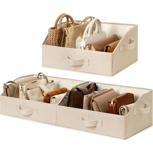 image:imageGRANNY SAYS Purse Organizer for Closet Trapezoid Storage Bins Closet Shelf Organizer Storage Baskets for Shelves Fabric Clothing Organizer Closet Organizers and Storage Gray 3PackKhaki