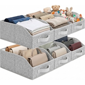 image:imageGRANNY SAYS Purse Organizer for Closet Trapezoid Storage Bins Closet Shelf Organizer Storage Baskets for Shelves Fabric Clothing Organizer Closet Organizers and Storage Gray 3PackAsh Gray