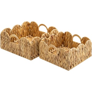 image:imageGRANNY SAYS Wicker Storage Baskets for Shelves Wicker Baskets for Organizing Waterproof Woven Basket for Pantry Rectangle Basket for Shelf Brown 2PackNaturalWater Hyacinth