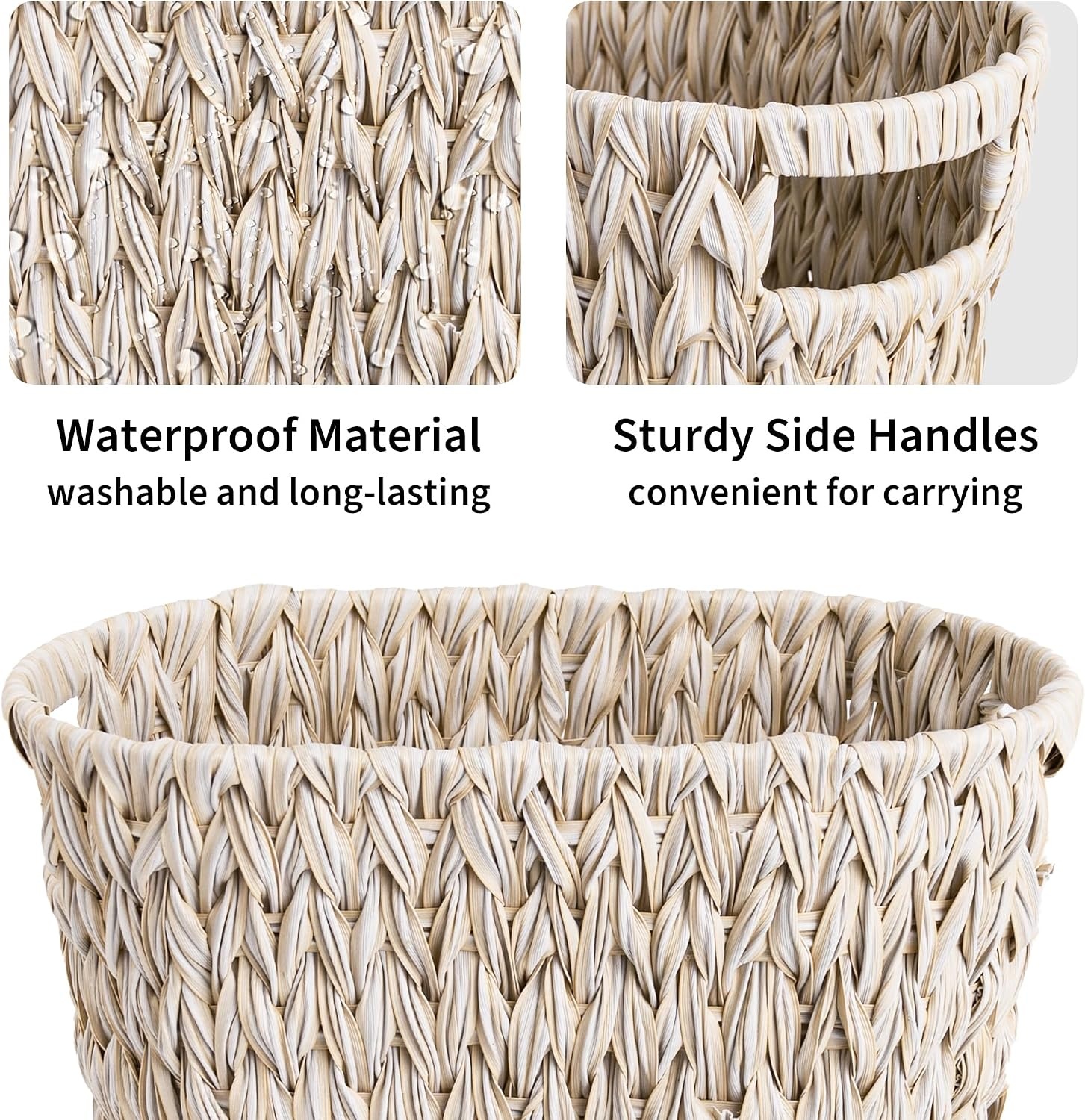 image:imageGRANNY SAYS 3Pack Nesting Wicker Baskets amp 1Pack Oval Wicker Wastebasket With Handles