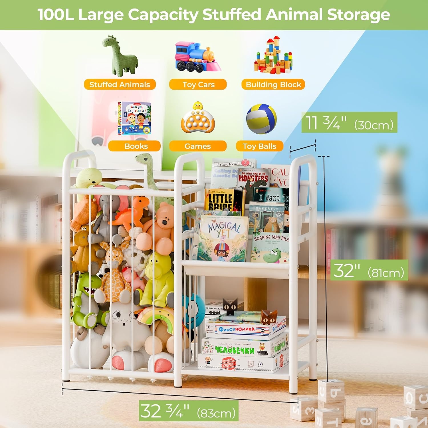 image:imageGRANNY SAYS 3Tier Storage Organizer with Bookshelf Elastic Cord Organizer for Books and Items SpaceSaving Storage Solution for Home Living Room Bedroom