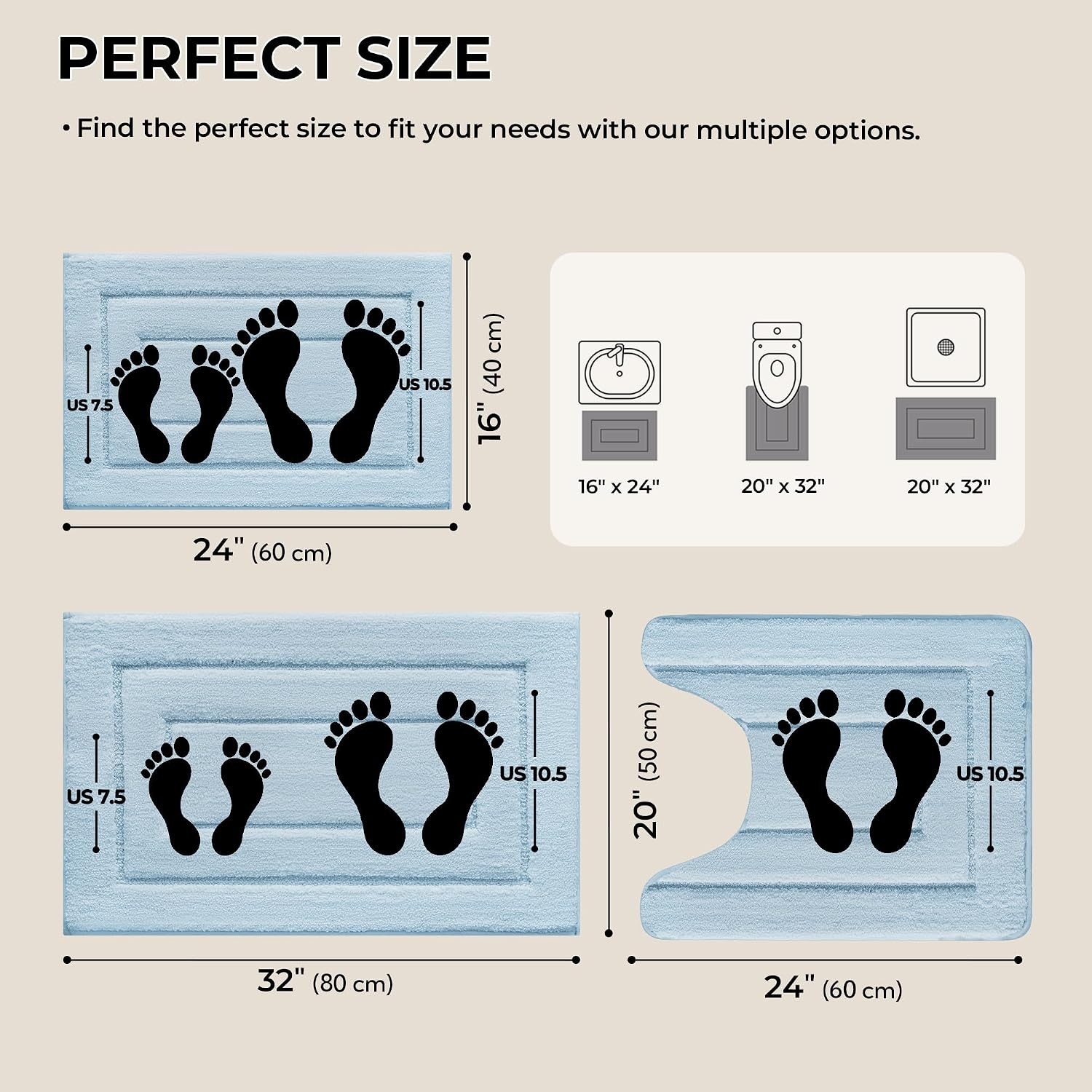 image:imageGRANNY SAYS Bathroom Rugs Sets 2 PieceSoft Bath Mats for Bathroom Bath Rugs Non Slip Washable Absorbent Bath Rug for Tub Shower and Toilet Gray 20 x 32 16 x 24Ivory