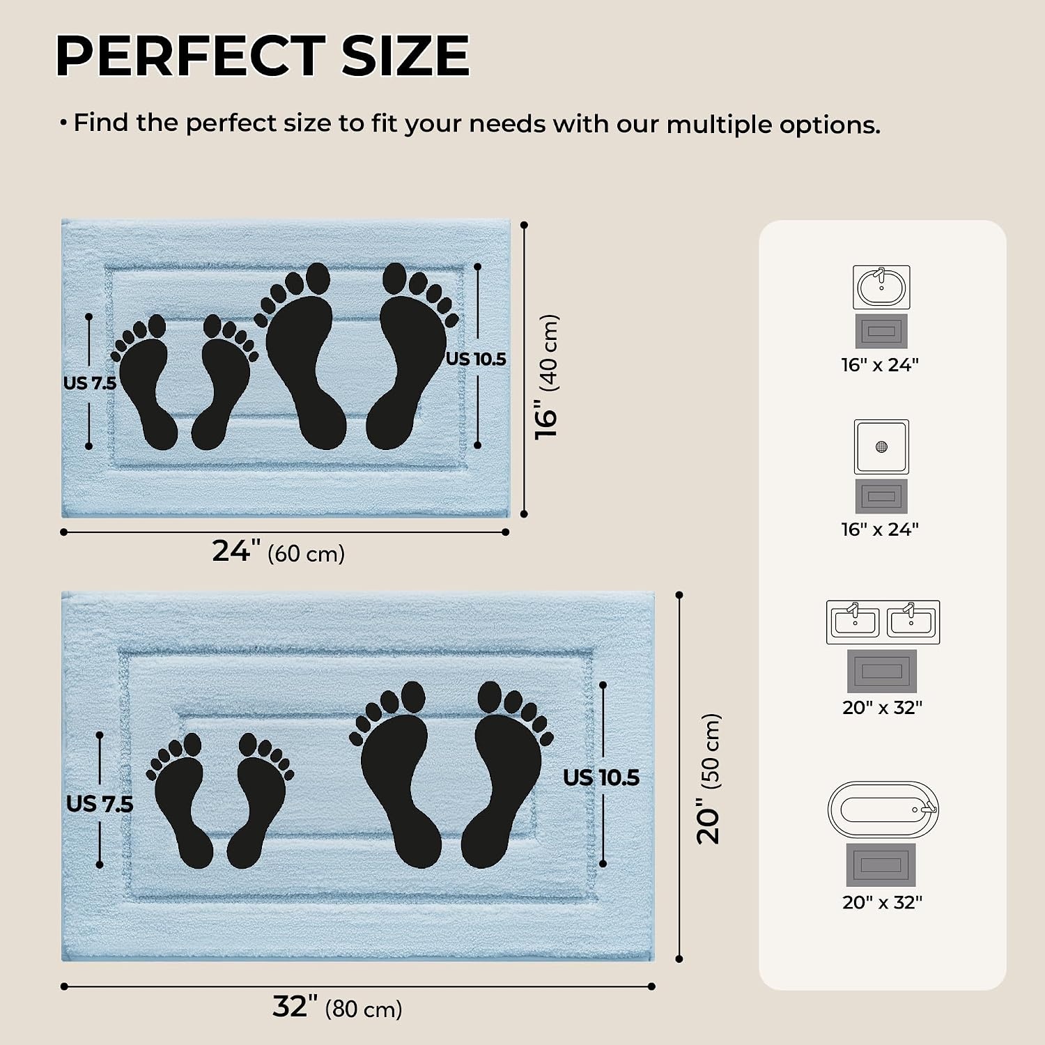 image:imageGRANNY SAYS Bathroom Rugs Sets 2 PieceSoft Bath Mats for Bathroom Bath Rugs Non Slip Washable Absorbent Bath Rug for Tub Shower and Toilet Gray 20 x 32 16 x 24Baby Blue