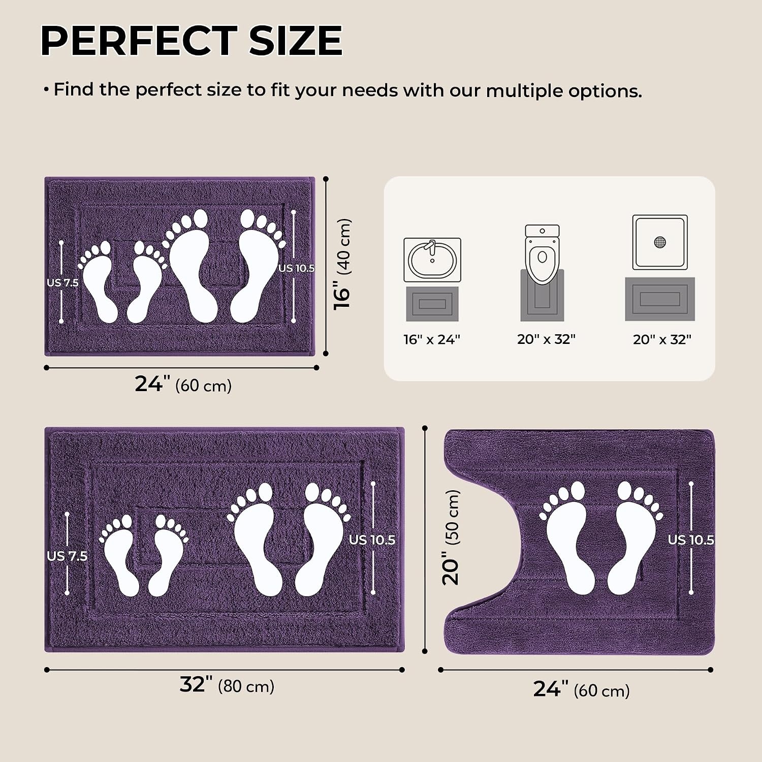 image:imageGRANNY SAYS Bathroom Rugs Sets 2 PieceSoft Bath Mats for Bathroom Bath Rugs Non Slip Washable Absorbent Bath Rug for Tub Shower and Toilet Gray 20 x 32 16 x 24Purple