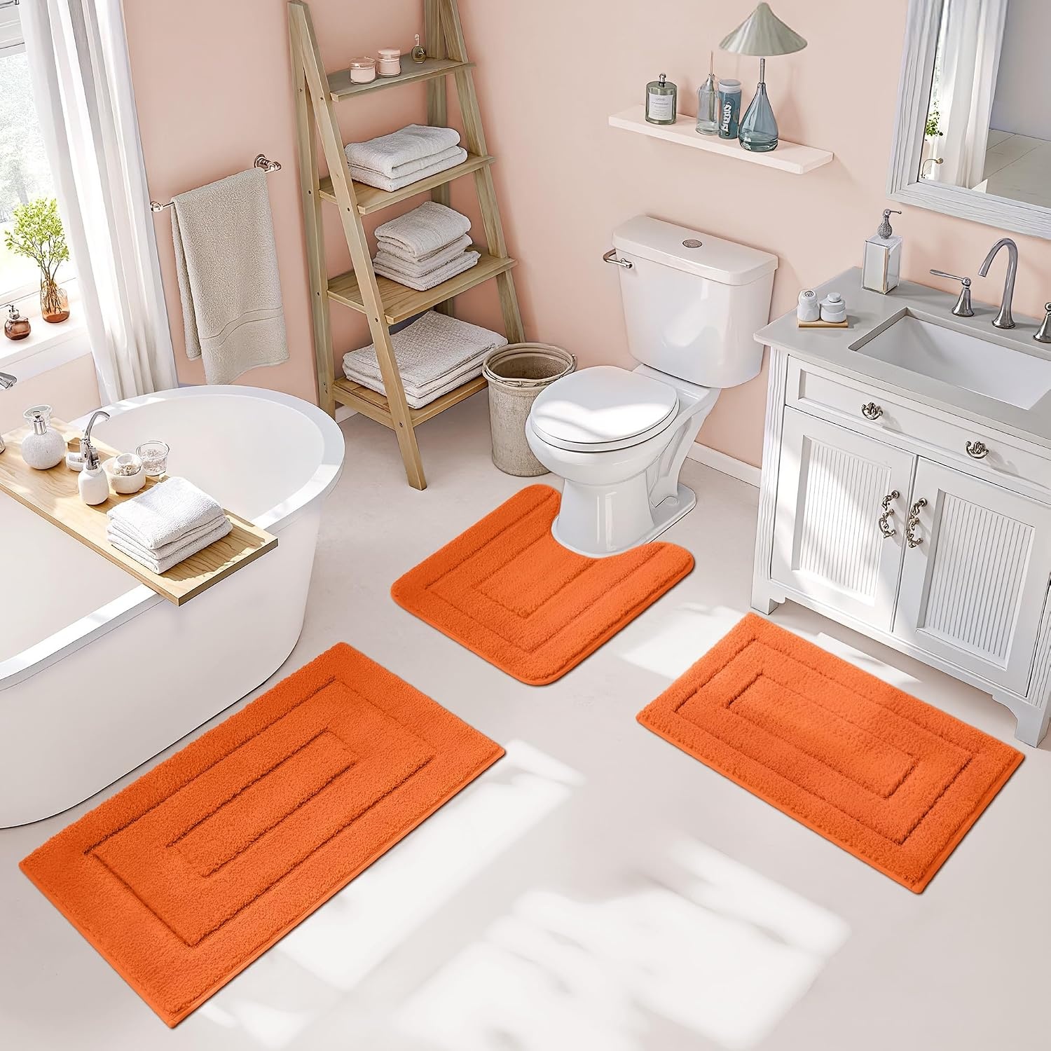 image:imageGRANNY SAYS Bathroom Rugs Sets 2 PieceSoft Bath Mats for Bathroom Bath Rugs Non Slip Washable Absorbent Bath Rug for Tub Shower and Toilet Gray 20 x 32 16 x 24Orange