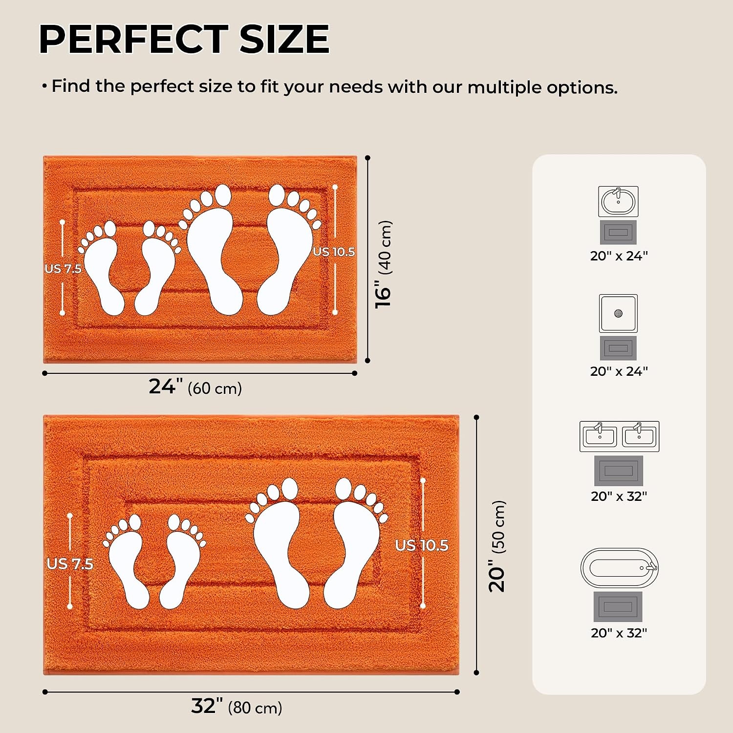 image:imageGRANNY SAYS Bathroom Rugs Sets 2 PieceSoft Bath Mats for Bathroom Bath Rugs Non Slip Washable Absorbent Bath Rug for Tub Shower and Toilet Gray 20 x 32 16 x 24Orange