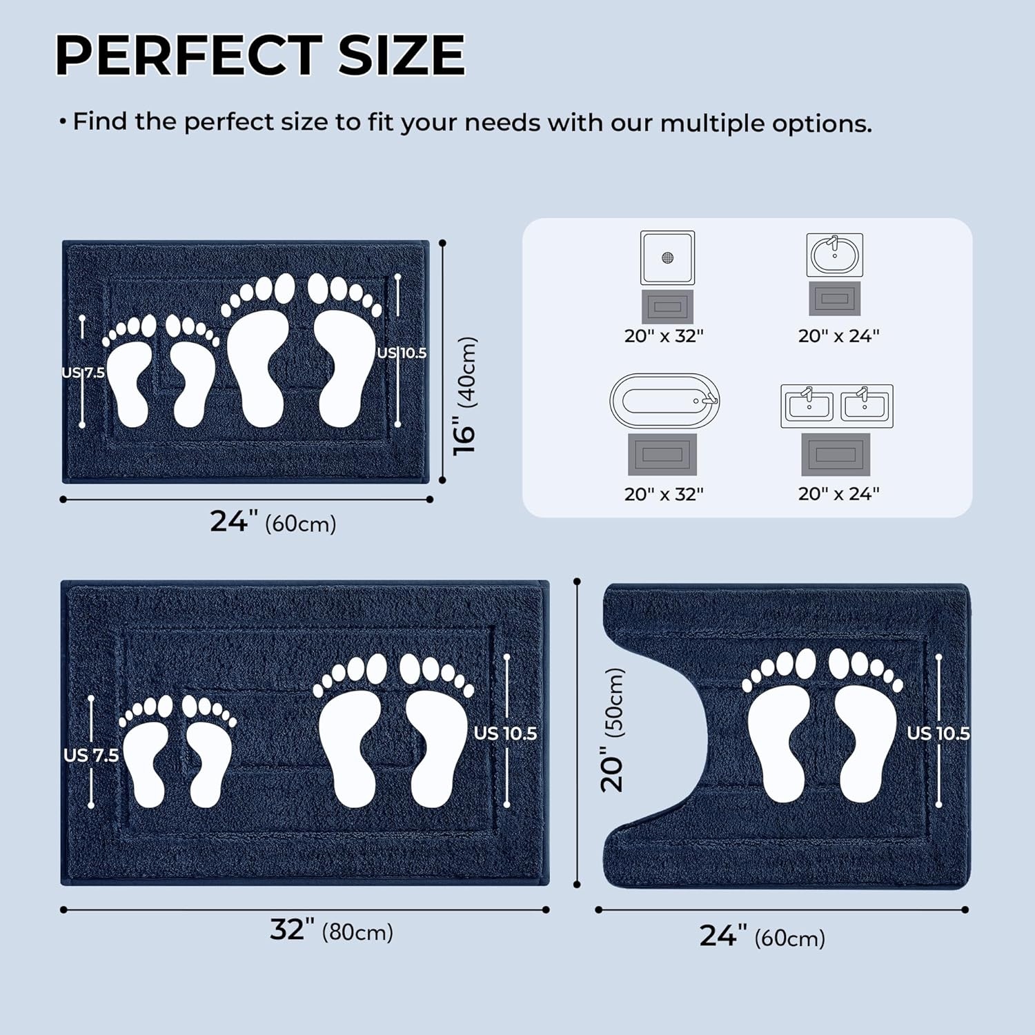 image:imageGRANNY SAYS Bathroom Rugs Sets 2 PieceSoft Bath Mats for Bathroom Bath Rugs Non Slip Washable Absorbent Bath Rug for Tub Shower and Toilet Gray 20 x 32 16 x 24Deep Blue