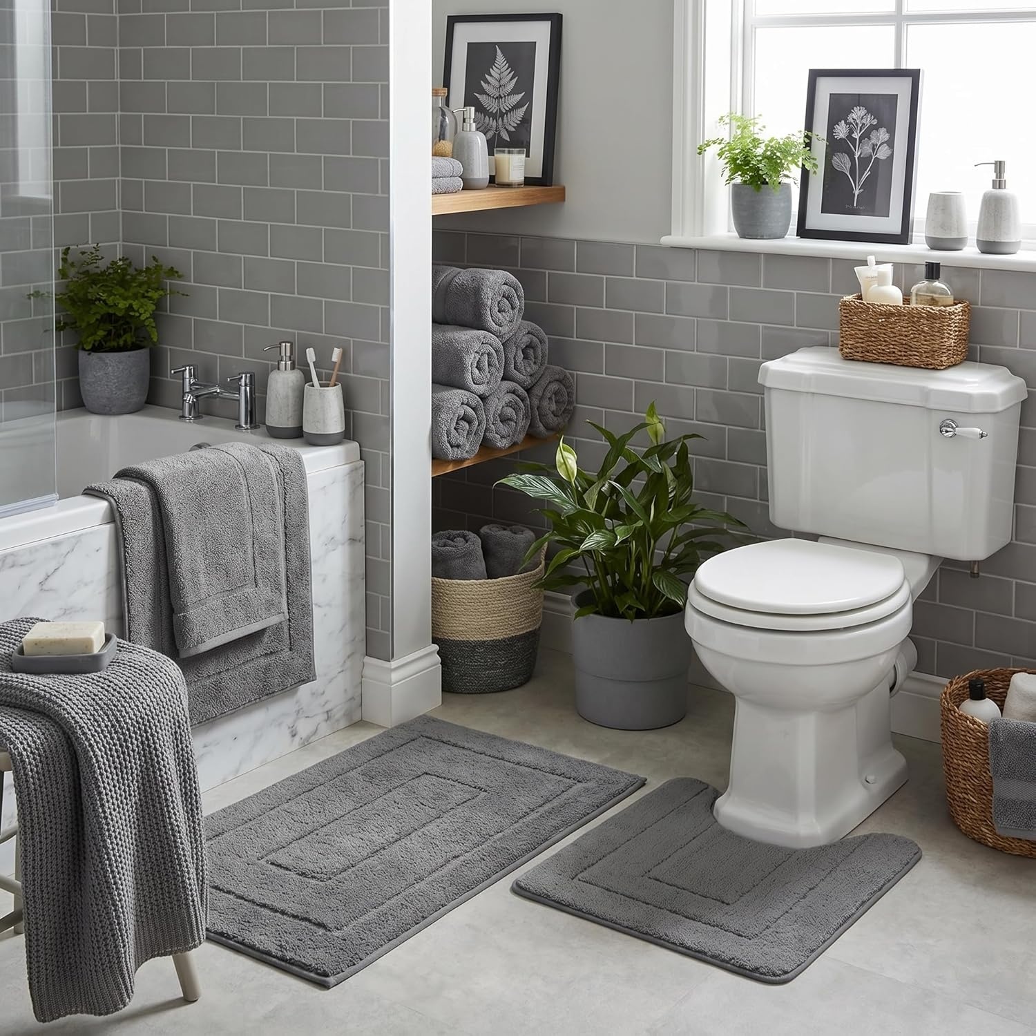 image:imageGRANNY SAYS Bathroom Rugs Sets 2 PieceSoft Bath Mats for Bathroom Bath Rugs Non Slip Washable Absorbent Bath Rug for Tub Shower and Toilet Gray 20 x 32 16 x 24Deep Grey