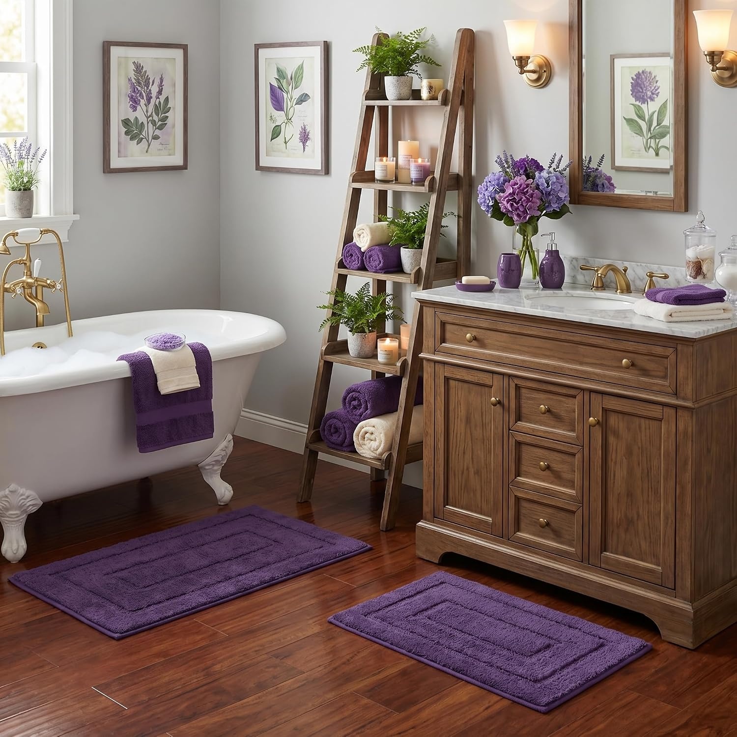 image:imageGRANNY SAYS Bathroom Rugs Sets 2 PieceSoft Bath Mats for Bathroom Bath Rugs Non Slip Washable Absorbent Bath Rug for Tub Shower and Toilet Gray 20 x 32 16 x 24Purple