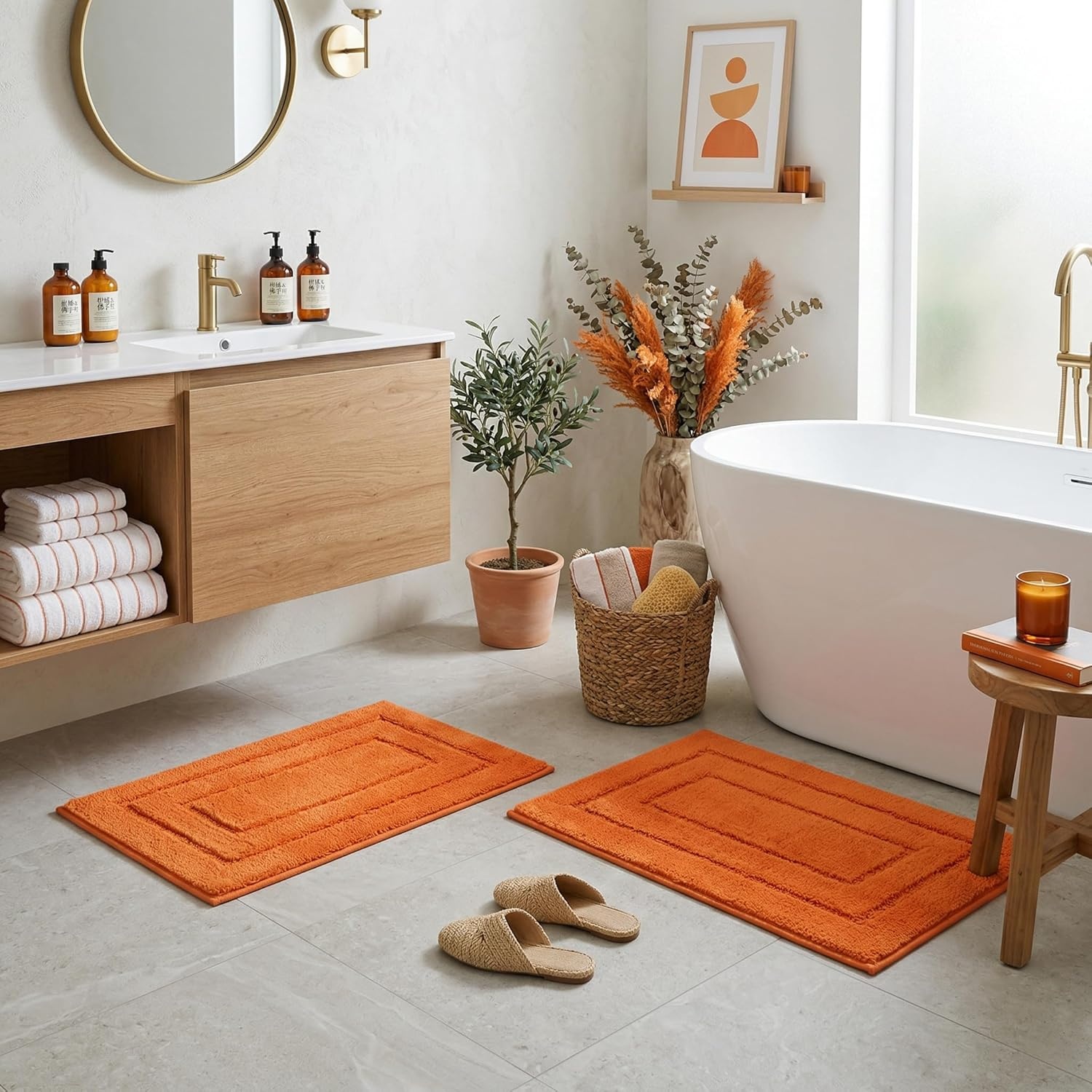 image:imageGRANNY SAYS Bathroom Rugs Sets 2 PieceSoft Bath Mats for Bathroom Bath Rugs Non Slip Washable Absorbent Bath Rug for Tub Shower and Toilet Gray 20 x 32 16 x 24Orange