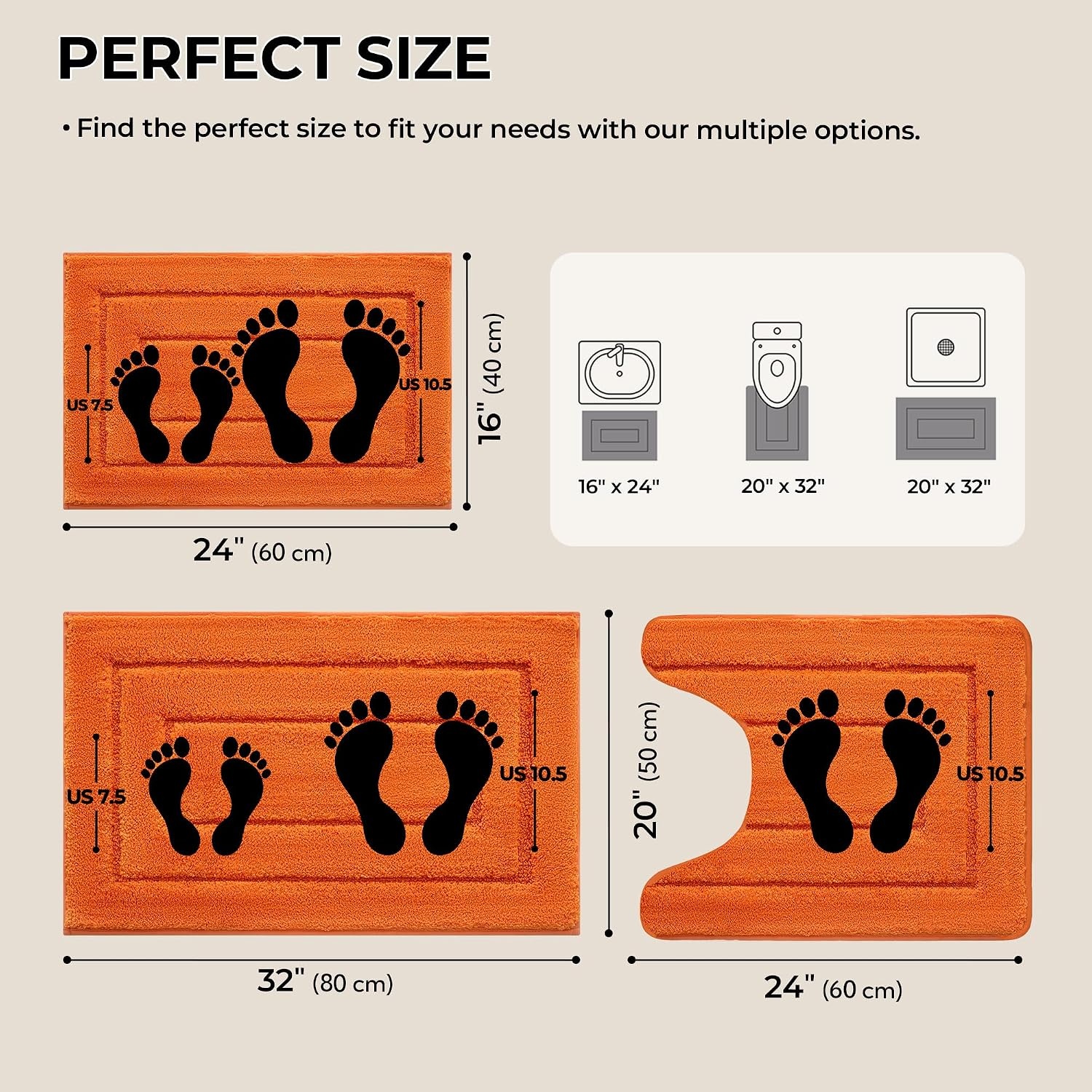 image:imageGRANNY SAYS Bathroom Rugs Sets 2 PieceSoft Bath Mats for Bathroom Bath Rugs Non Slip Washable Absorbent Bath Rug for Tub Shower and Toilet Gray 20 x 32 16 x 24Orange