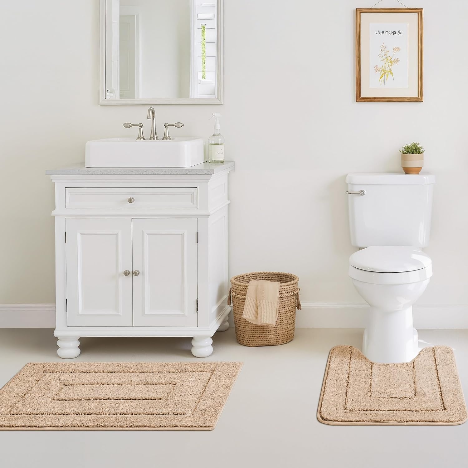 image:imageGRANNY SAYS Bathroom Rugs Sets 2 PieceSoft Bath Mats for Bathroom Bath Rugs Non Slip Washable Absorbent Bath Rug for Tub Shower and Toilet Gray 20 x 32 16 x 24Khaki