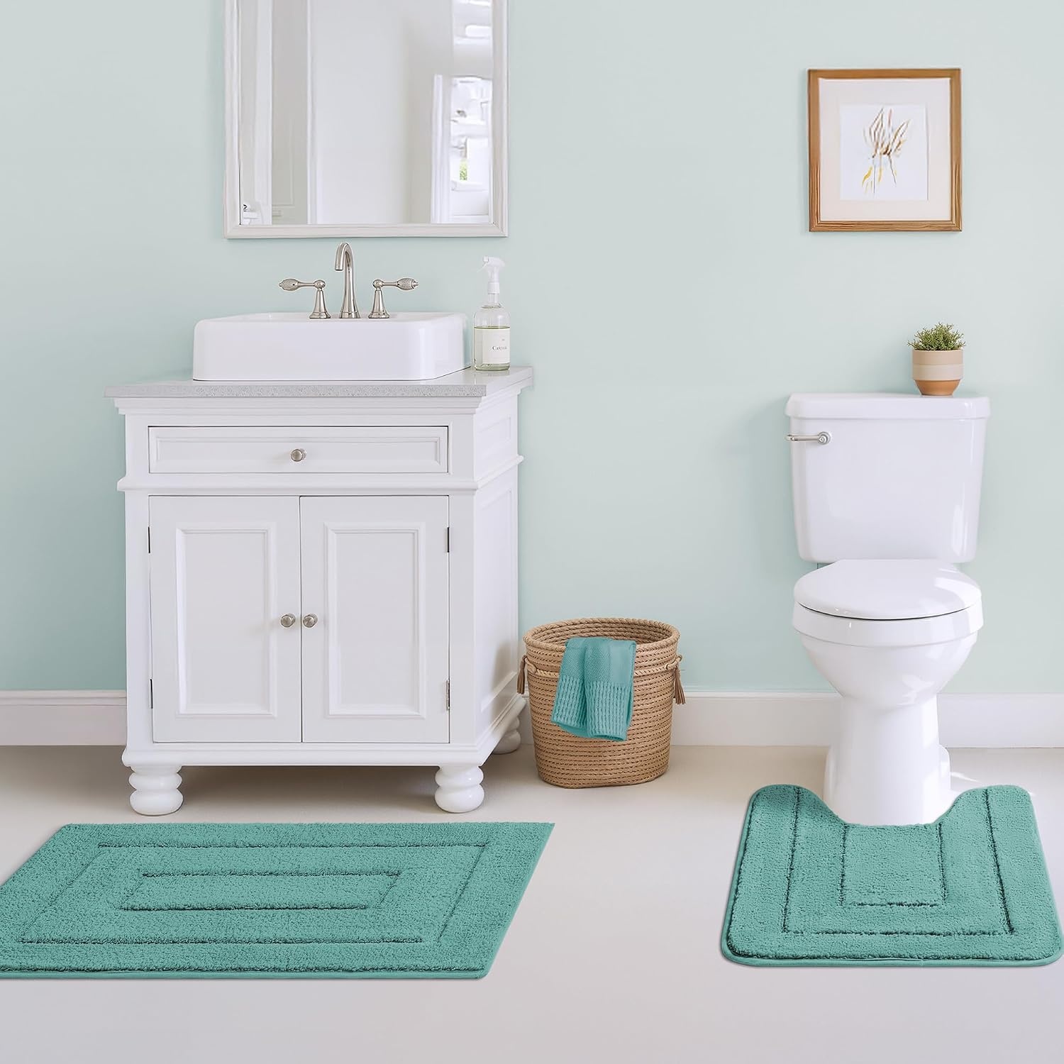 image:imageGRANNY SAYS Bathroom Rugs Sets 2 PieceSoft Bath Mats for Bathroom Bath Rugs Non Slip Washable Absorbent Bath Rug for Tub Shower and Toilet Gray 20 x 32 16 x 24Teal