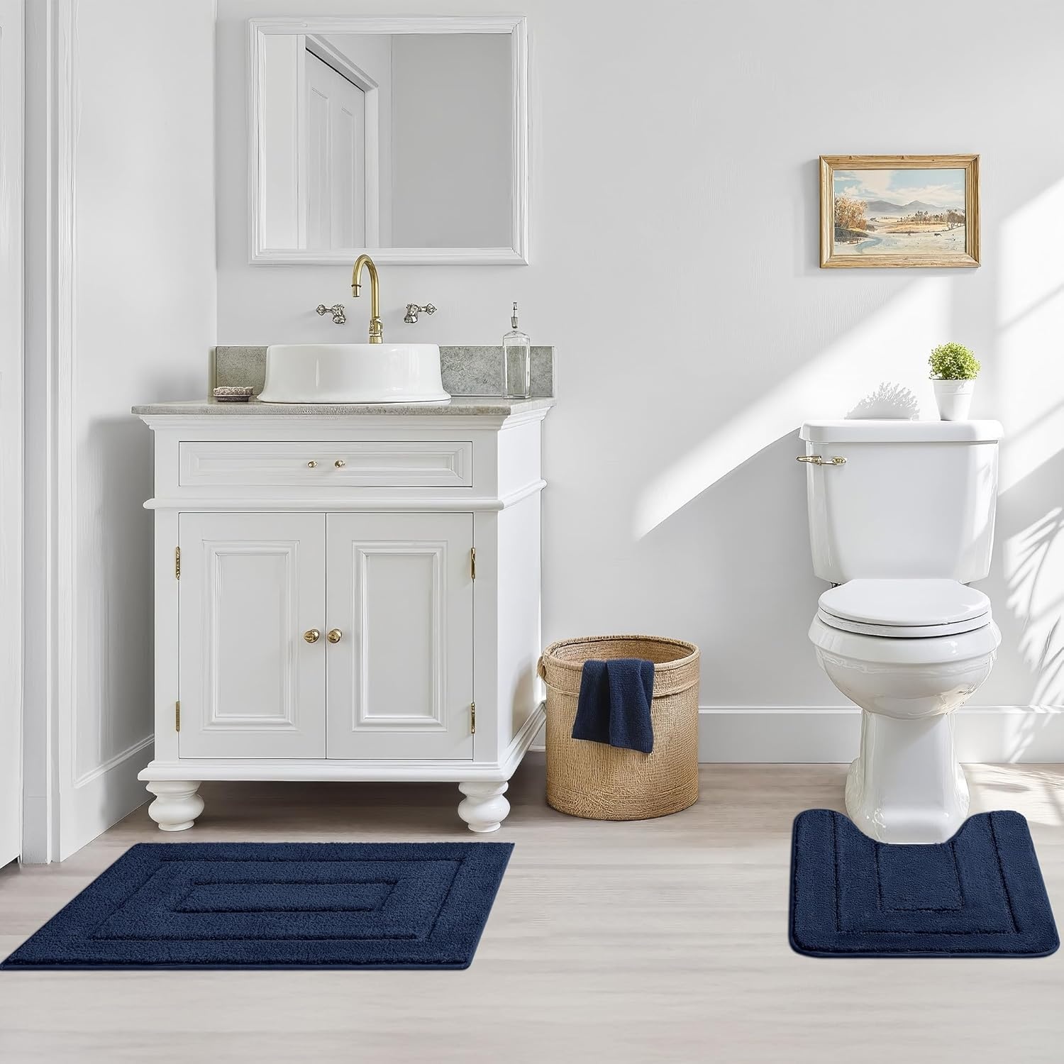 image:imageGRANNY SAYS Bathroom Rugs Sets 2 PieceSoft Bath Mats for Bathroom Bath Rugs Non Slip Washable Absorbent Bath Rug for Tub Shower and Toilet Gray 20 x 32 16 x 24Deep Blue
