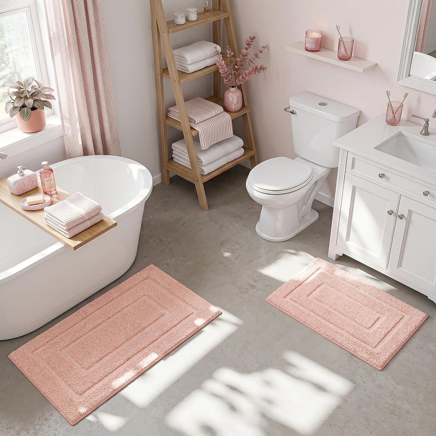 image:imageGRANNY SAYS Bathroom Rugs Sets 2 PieceSoft Bath Mats for Bathroom Bath Rugs Non Slip Washable Absorbent Bath Rug for Tub Shower and Toilet Gray 20 x 32 16 x 24Pink