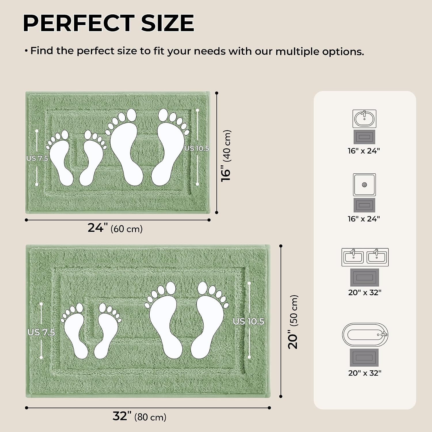 image:imageGRANNY SAYS Bathroom Rugs Sets 2 PieceSoft Bath Mats for Bathroom Bath Rugs Non Slip Washable Absorbent Bath Rug for Tub Shower and Toilet Gray 20 x 32 16 x 24Green