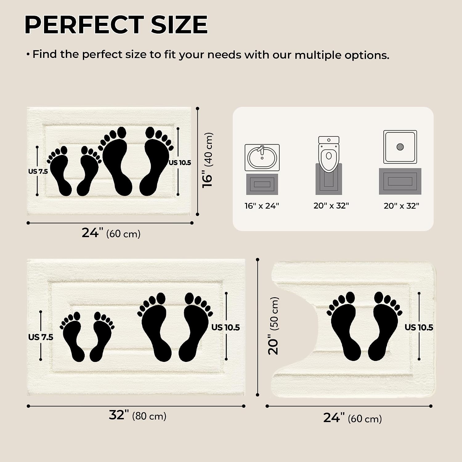 image:imageGRANNY SAYS Bathroom Rugs Sets 2 PieceSoft Bath Mats for Bathroom Bath Rugs Non Slip Washable Absorbent Bath Rug for Tub Shower and Toilet Gray 20 x 32 16 x 24Cream